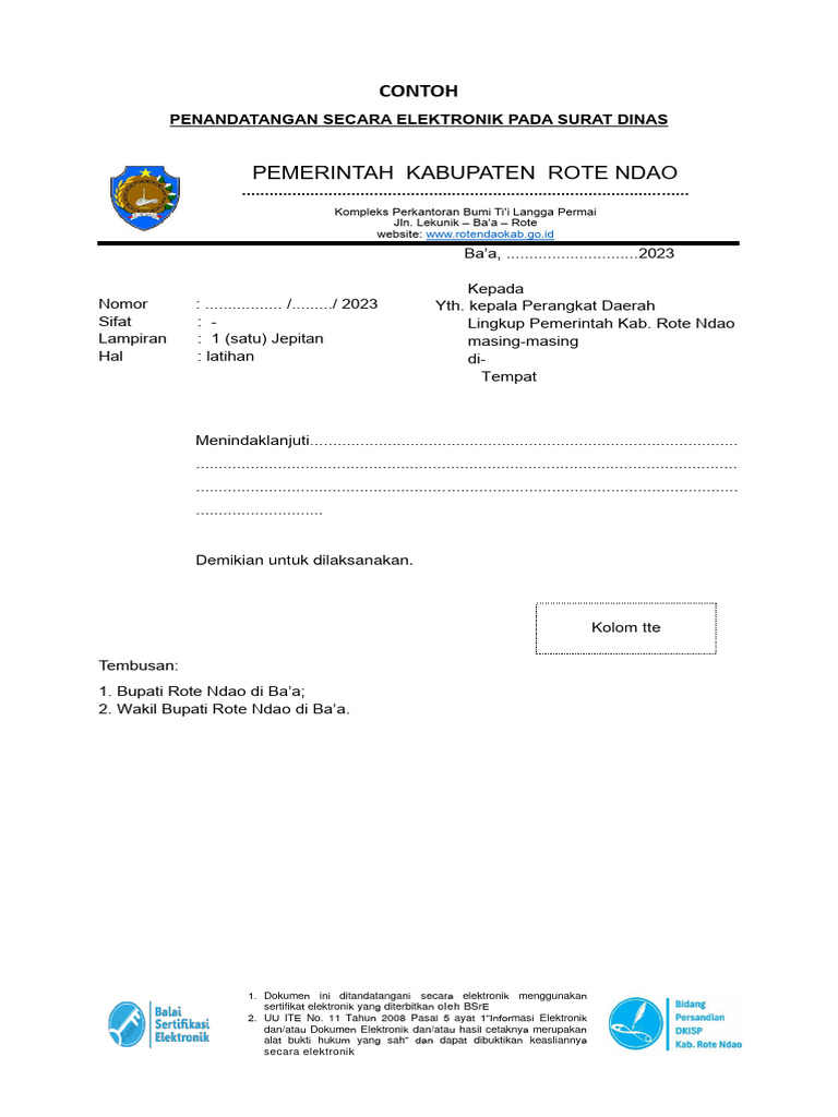 Contoh Surat TTE | PDF