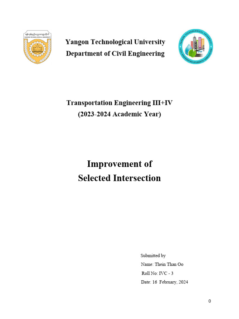 Improvement of Selected Intersection Report | PDF | Traffic ...