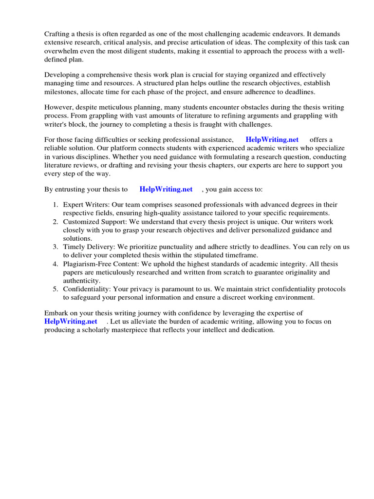 Thesis Work Plan | PDF