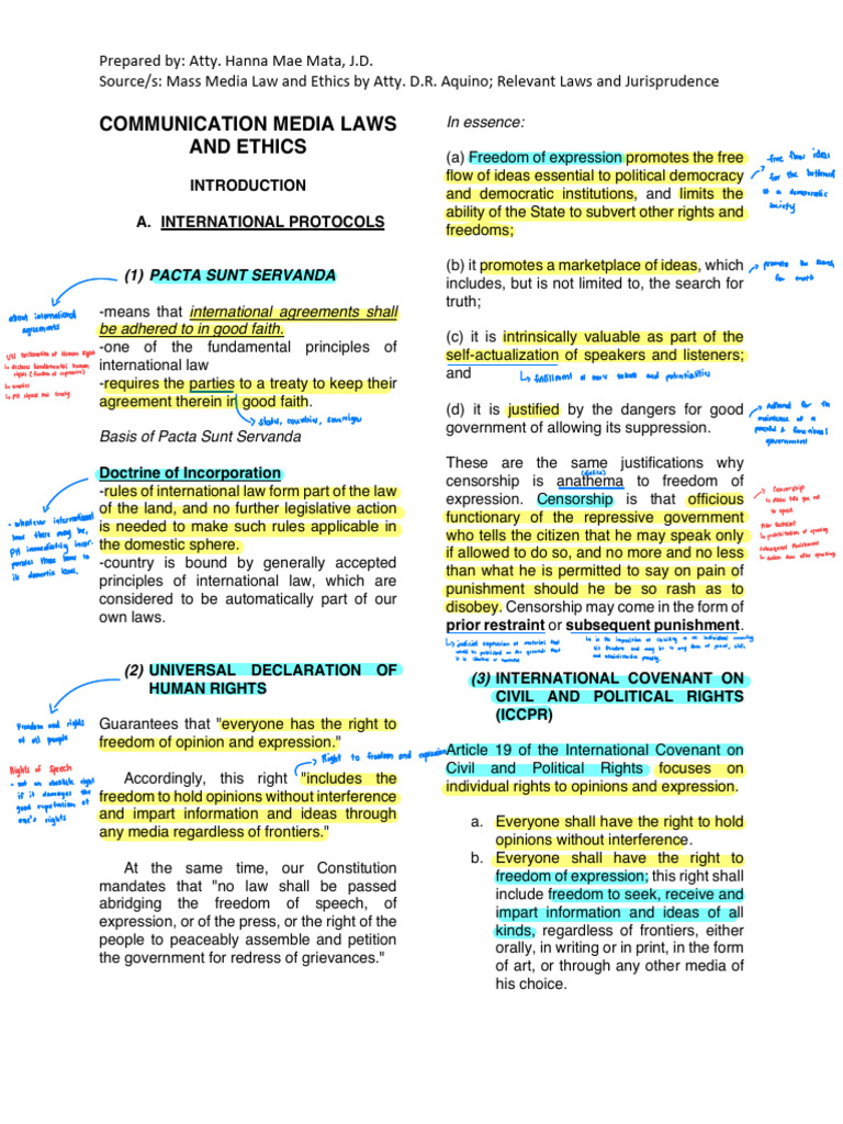 Media Laws and Ethics Overview | PDF | Freedom Of Speech | Prior Restraint