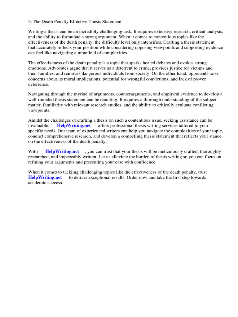 Is the death penalty effective thesis statement pdf