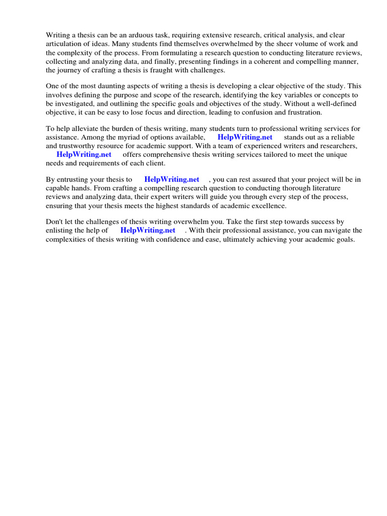 Thesis Objective of The Study Sample | PDF | Thesis | Methodology