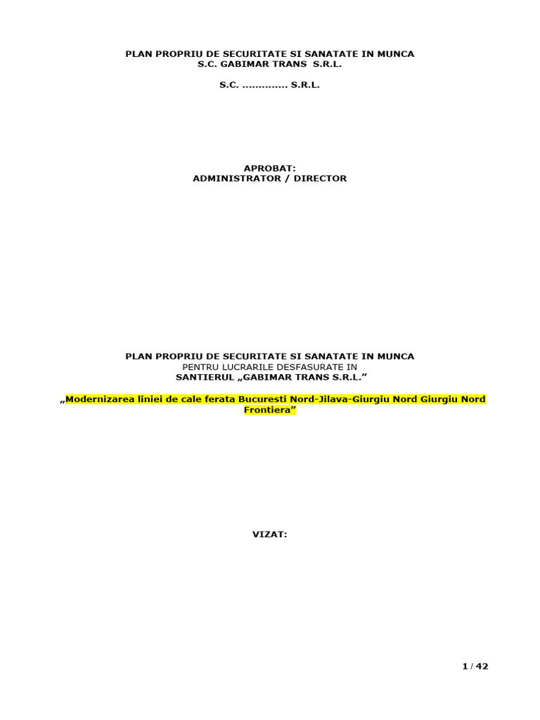 Plan Propriu SSM - MASTERPLAN | PDF