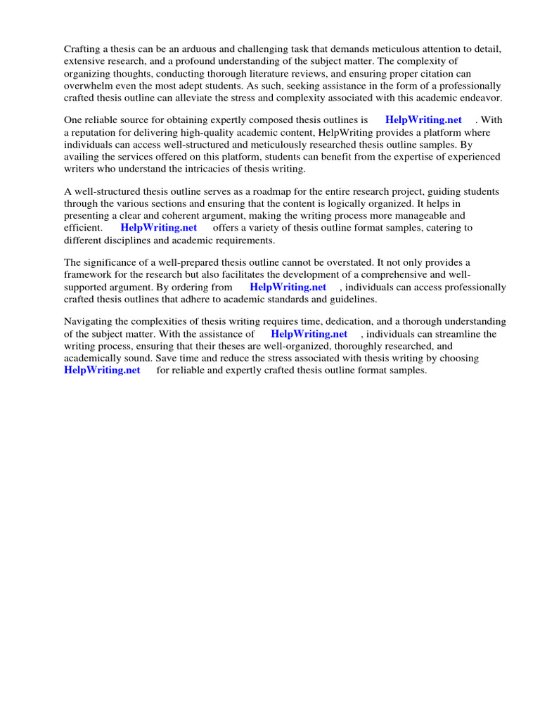 Thesis Outline Format Sample | PDF