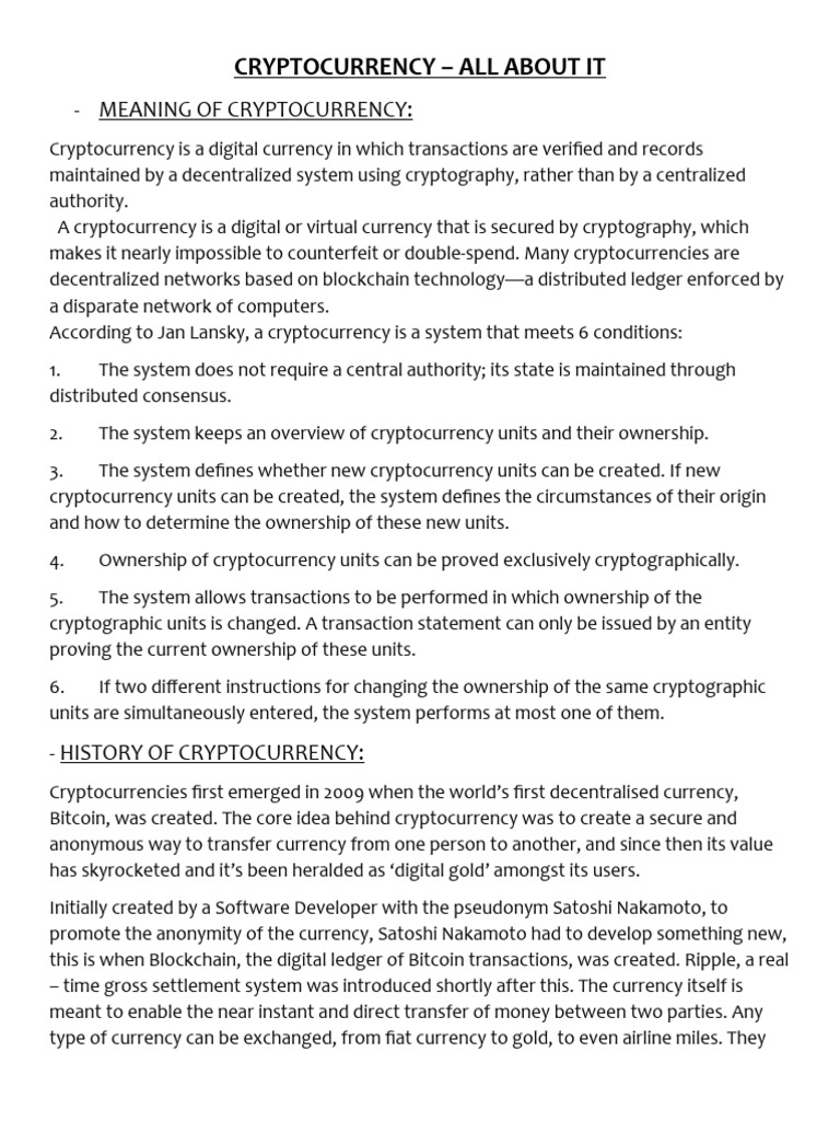 CRYPTOCURRENCY | PDF | Cryptocurrency | Bitcoin