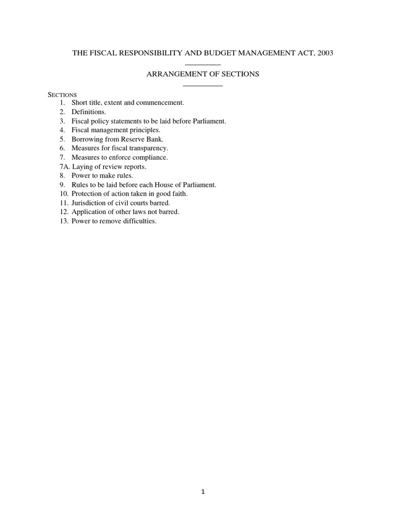 FRBM Act 2003 | PDF