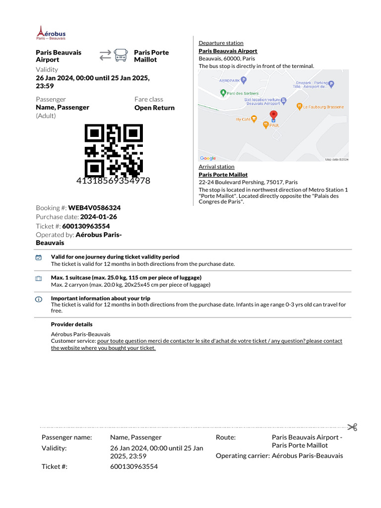Paris-Beauvais Shuttle Ticket Info | PDF