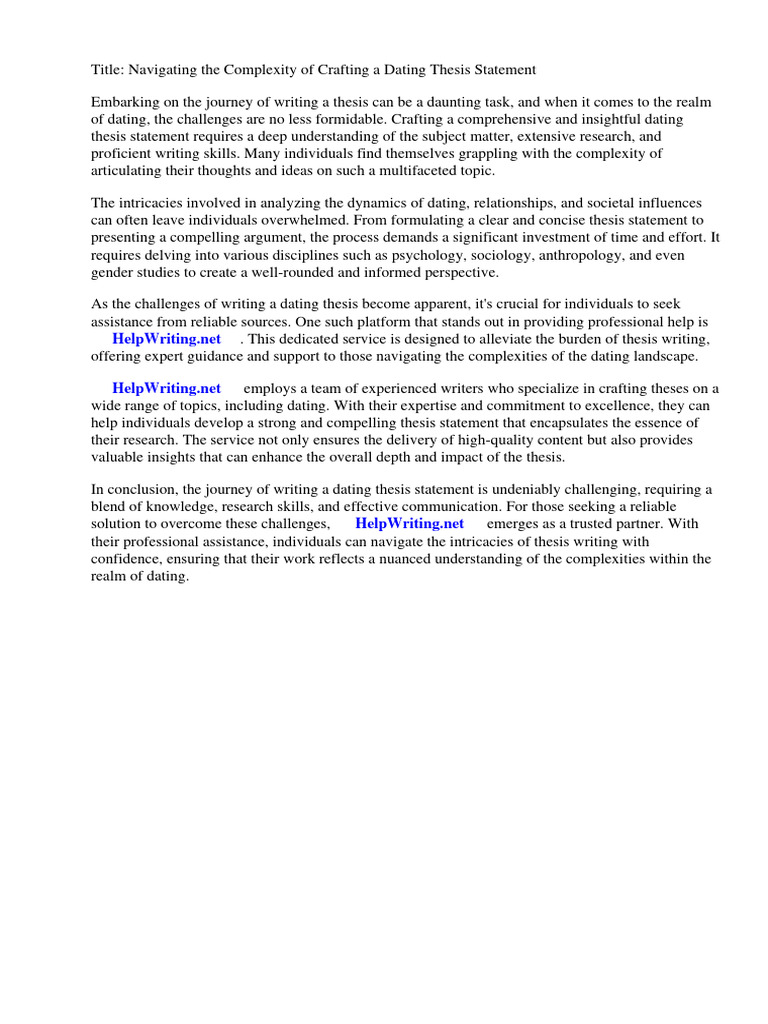 Dating Thesis Writing Guide | PDF | Thesis | Essays