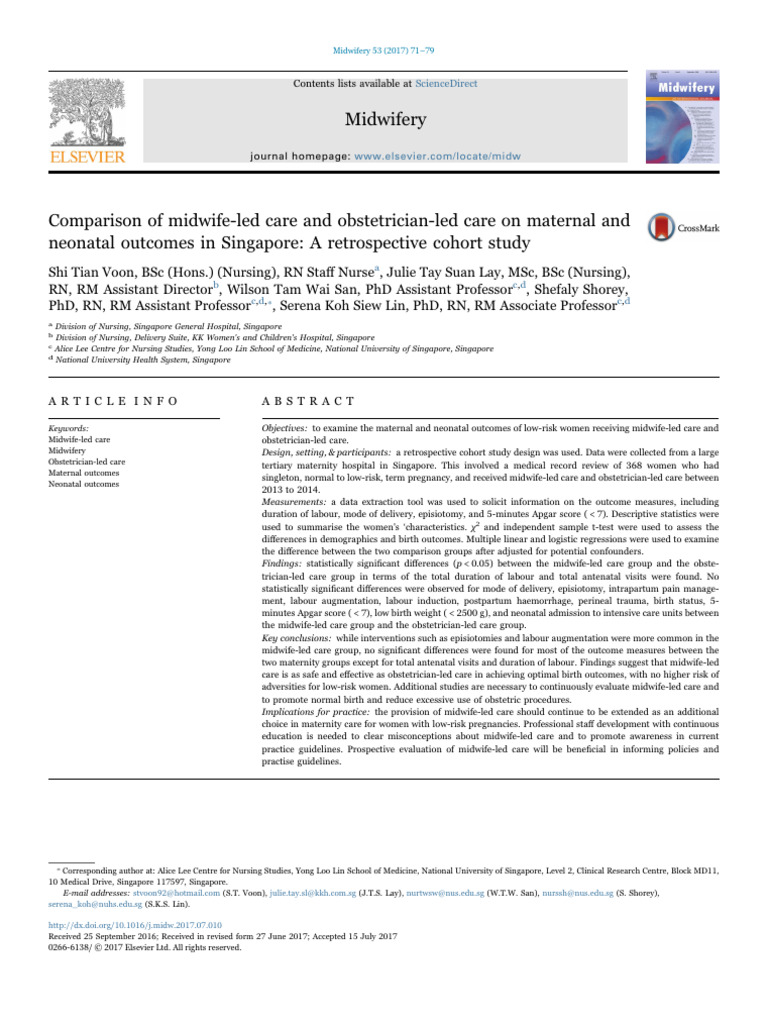 Comparison Of Midwife Led Care And Obstetrician Led Care On Maternal