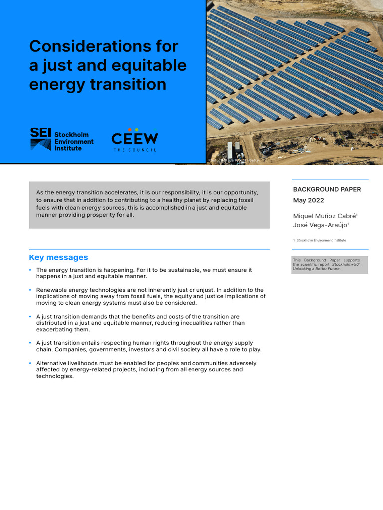 Just and Equitable Energy Transition Guide | PDF | Renewable Energy ...