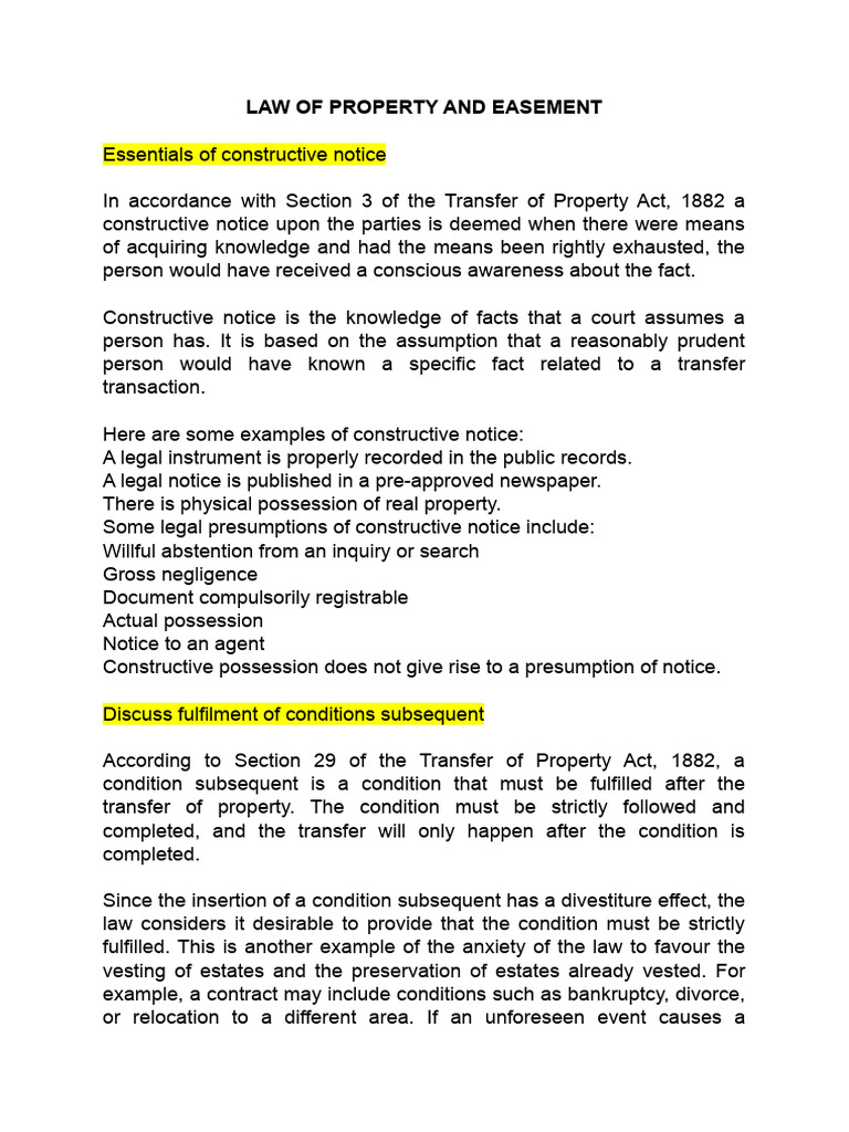 Law of Property and Easement | PDF | Easement | Mortgage Loan