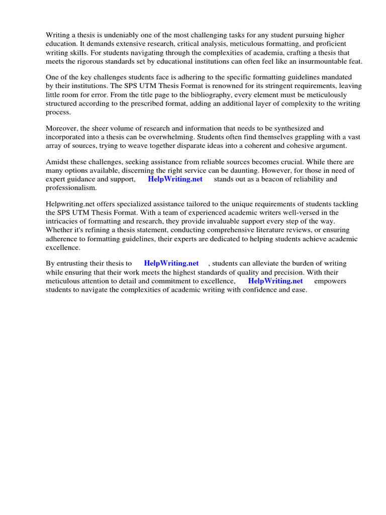 Sps Utm Thesis Format | PDF | Thesis | Doctor Of Philosophy