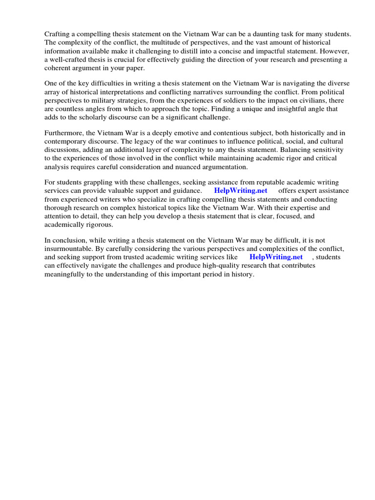 Good Vietnam War Thesis Statements PDF Vietnam War Vietnam