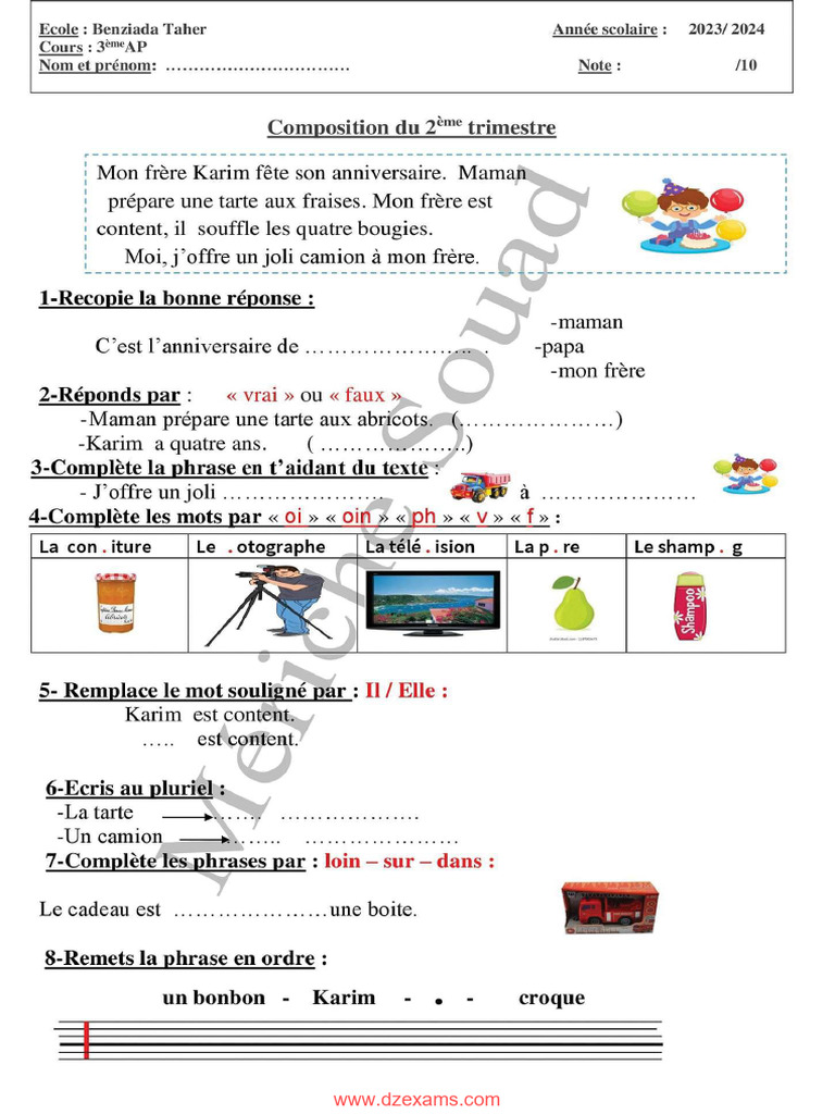 Dzexams 3ap Francais 310411 | PDF