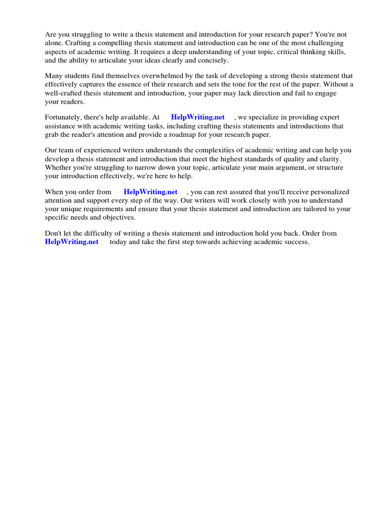 Crafting Thesis Statements & Introductions | PDF