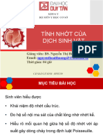 Tính Nhớt Của Dịch Sinh Vật: Giảng viên: BS. Nguyễn Thị Hoài Thương Email: Thời gian: 04 giờ