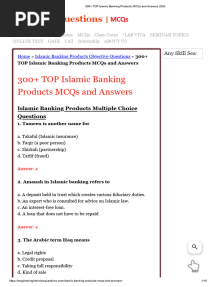 300+ TOP Islamic Banking Products MCQs and Answers 2024
