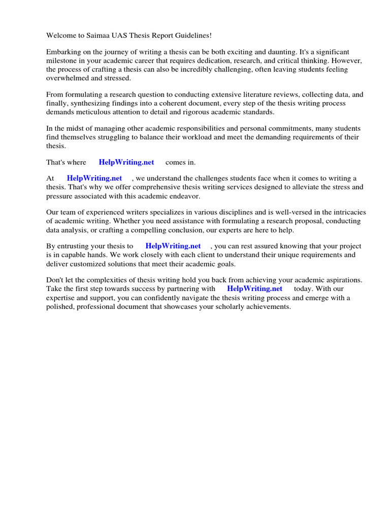 Saimaa Uas Thesis Report Guidelines | PDF