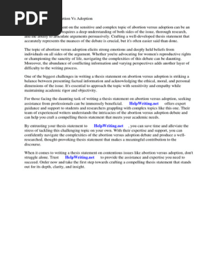 Thesis Statement Abortion vs Adoption