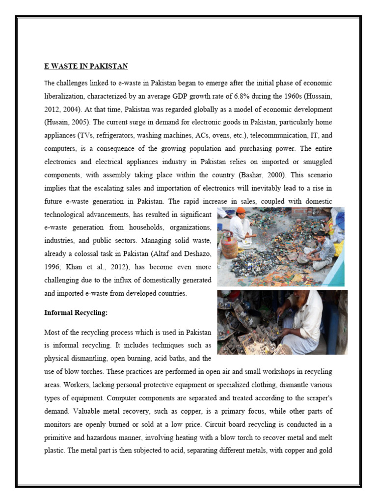 E Waste In Pakistan Pdf Electronic Waste Recycling