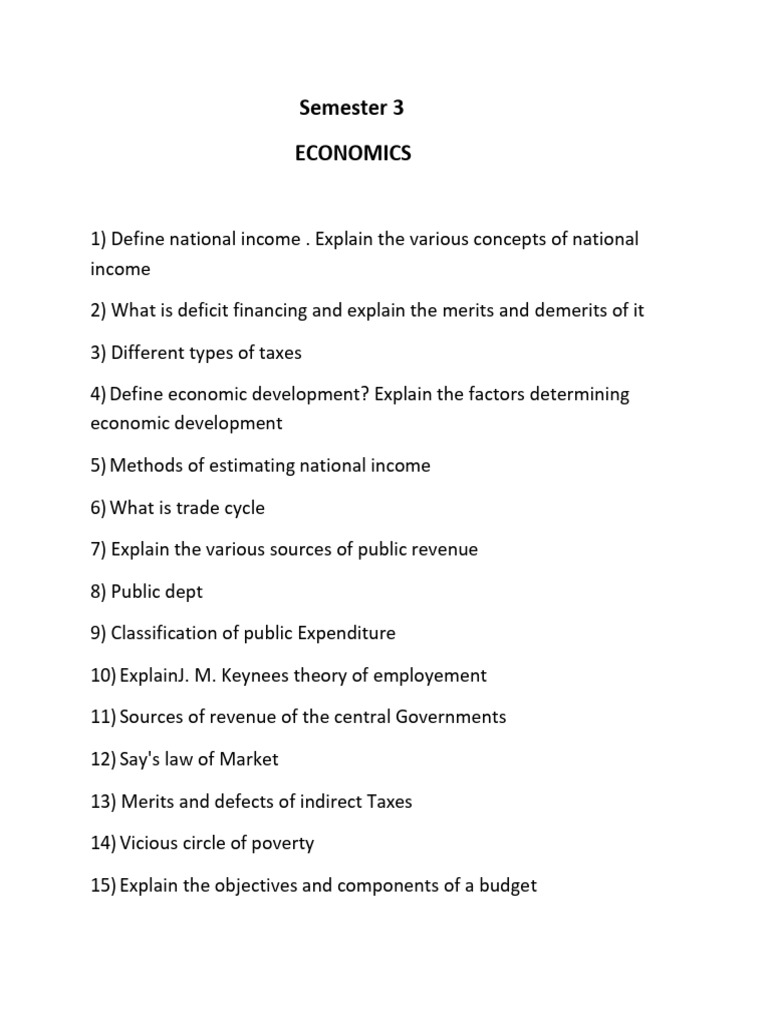 Semester 3 Economics | PDF