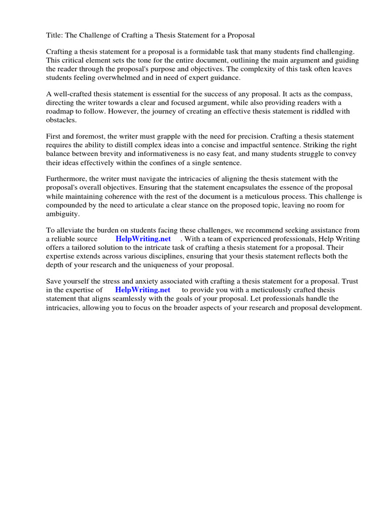 Crafting a Thesis Statement for Proposals | PDF | Thesis | Essays