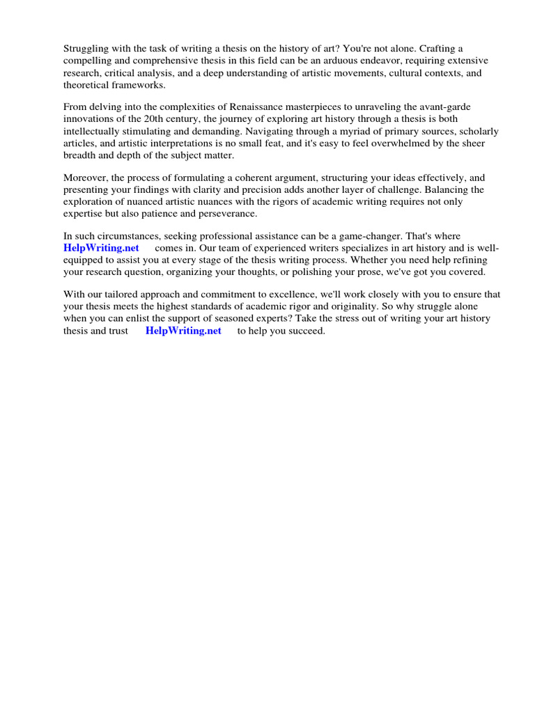 History Of Art Thesis Pdf Thesis Essays