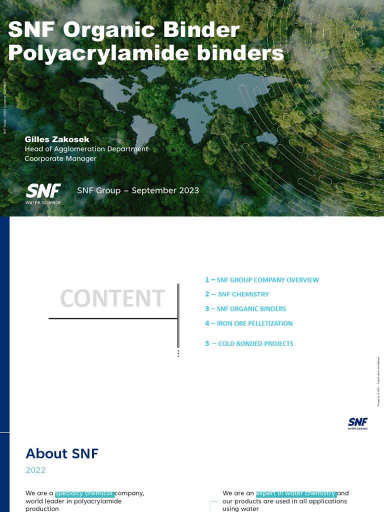 SNF Organic Binders for Iron Ore Pellets | PDF