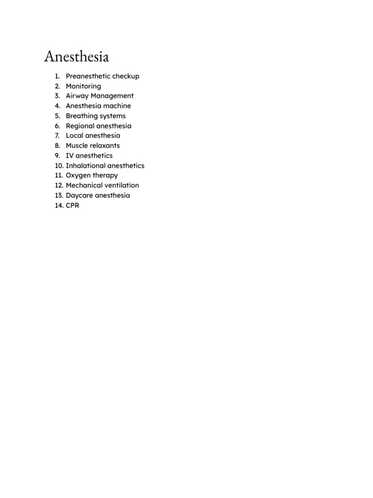 Anesthesia Pdf Arm Clinical Medicine