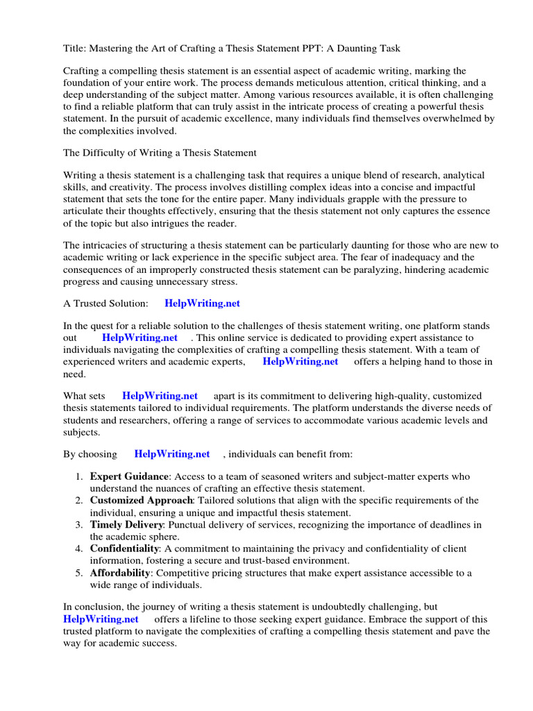 How To Write A Good Thesis Statement | PDF | Essays | Idea