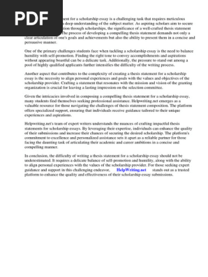 Thesis Statement for Scholarship Essay