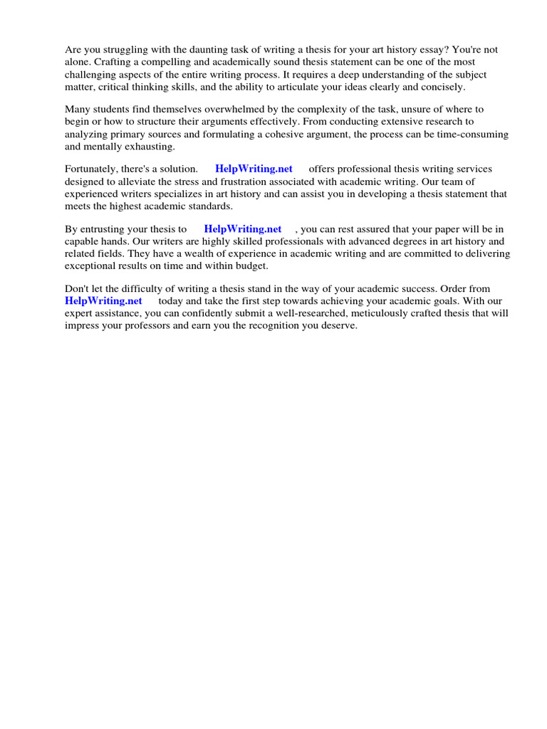 Art History Essay Thesis Example Pdf Thesis Essays