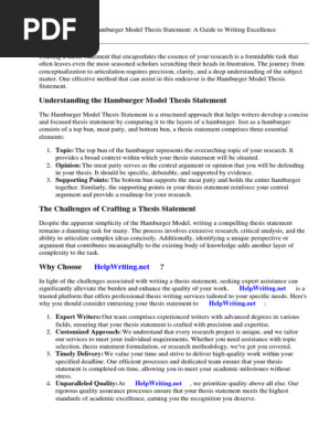 Hamburger Model Thesis Statement