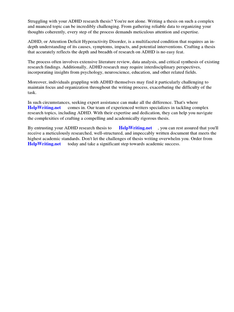 Adhd Research Thesis PDF Attention Deficit Hyperactivity Disorder Mental Disorder