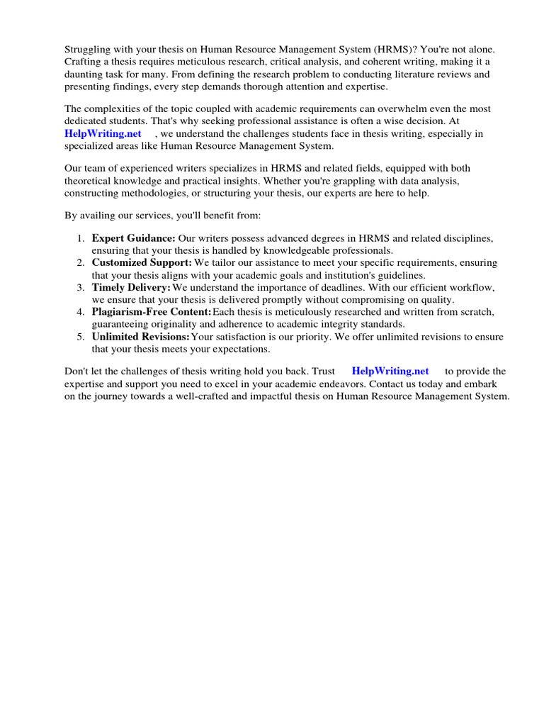 Thesis On Human Resource Management System Pdf Human Resource