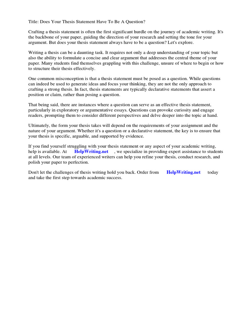 Thesis Statements: Question or Statement? | PDF | Essays | Social Media