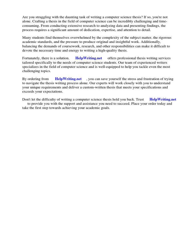 Computer Science Thesis Writing Help | PDF
