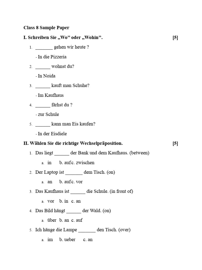 Class 8 Sample Paper | PDF