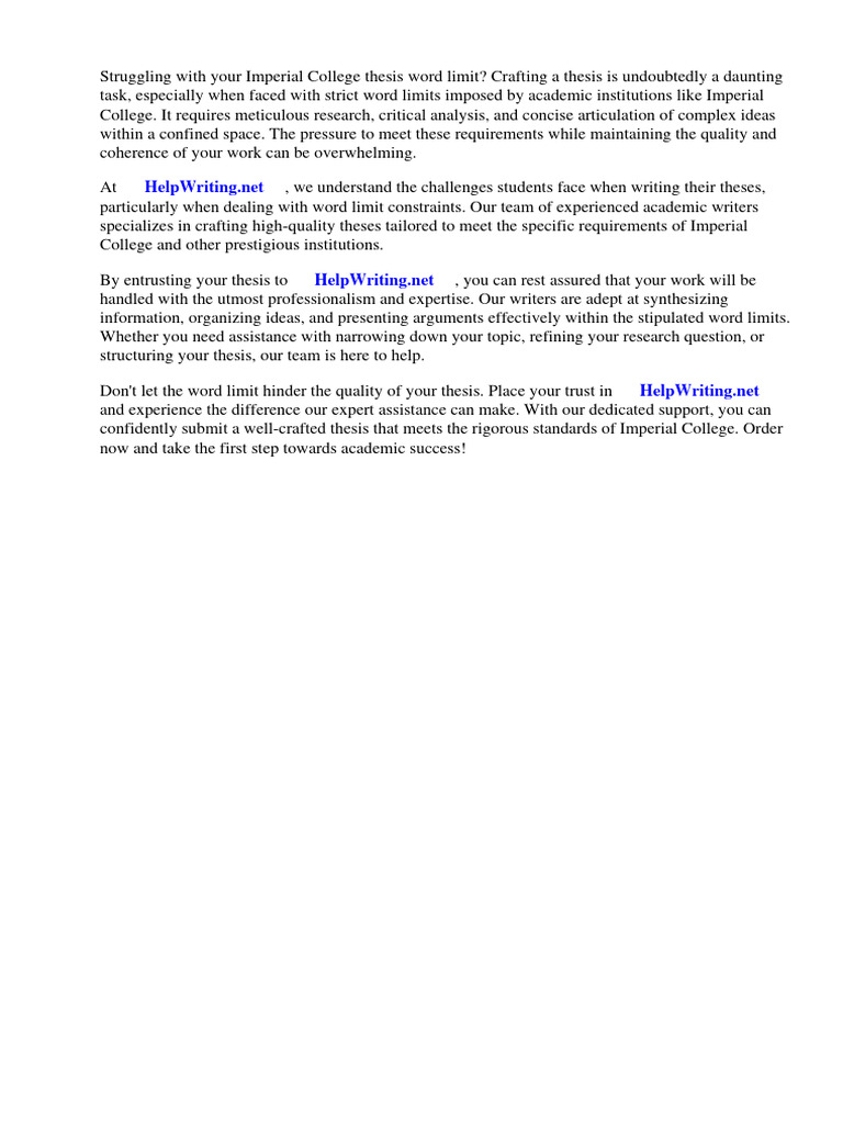 Imperial College Thesis Word Limit Pdf Waves Thesis