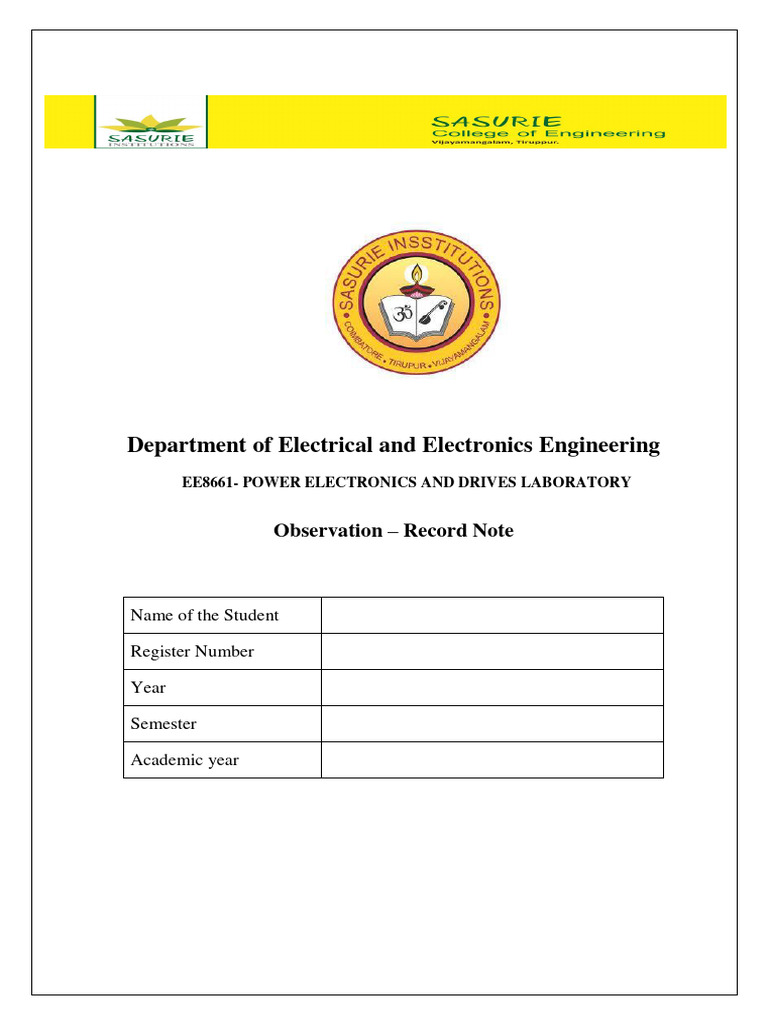 EE8661Power Electronics and Drives Laboratory PDF