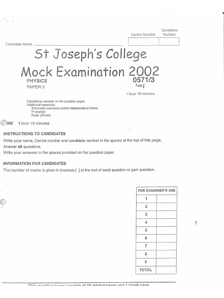Physics Paper 3 2001 | PDF