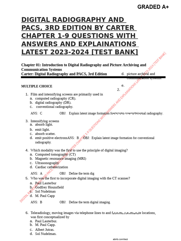 Digital Radiography and Pacs 3RD Edition by Carter Chapter 1 9
