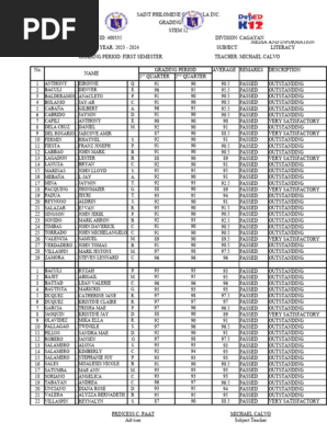 Grading Sheet
