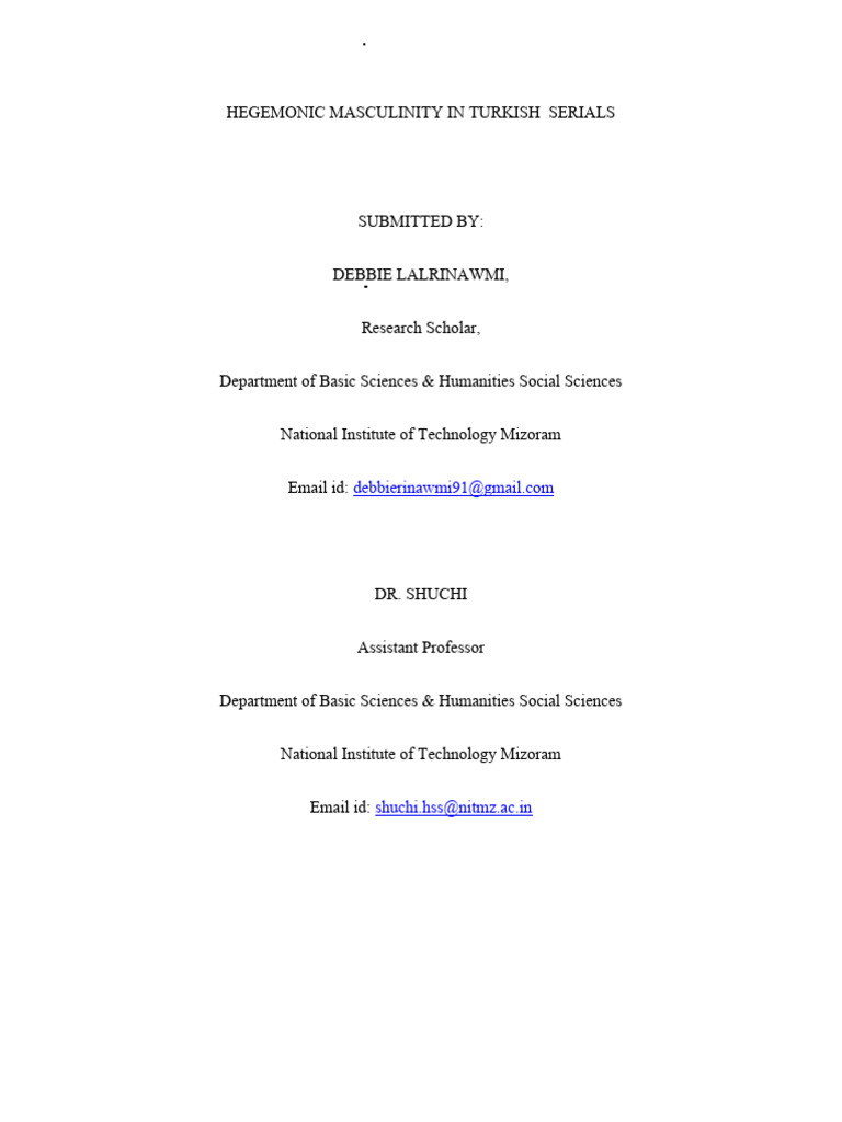Hegemonic Masculinity in Turkish Series | PDF | Gender Role | Gender