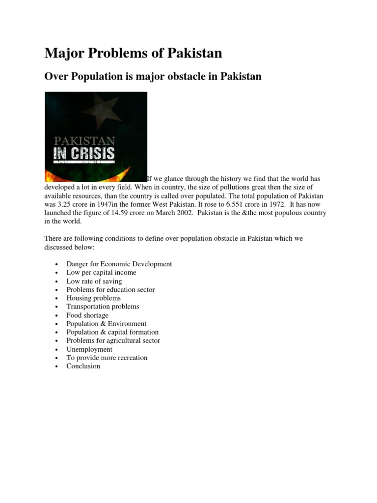 Overpopulation Challenges in Pakistan | PDF | Desalination | Human ...