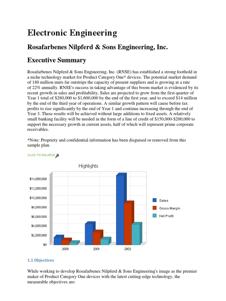 electronic company business plan