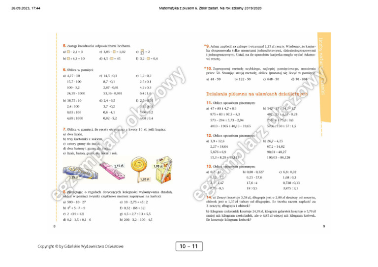 Matematyka Z Plusem 6 Sprawdziany Procenty Matematyka Z Plusem 6. Zbiór Zadań. Na Rok Szkolny 2019 - 2020 - 2 | PDF