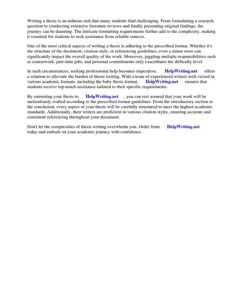 Baby thesis format pdf thesis science