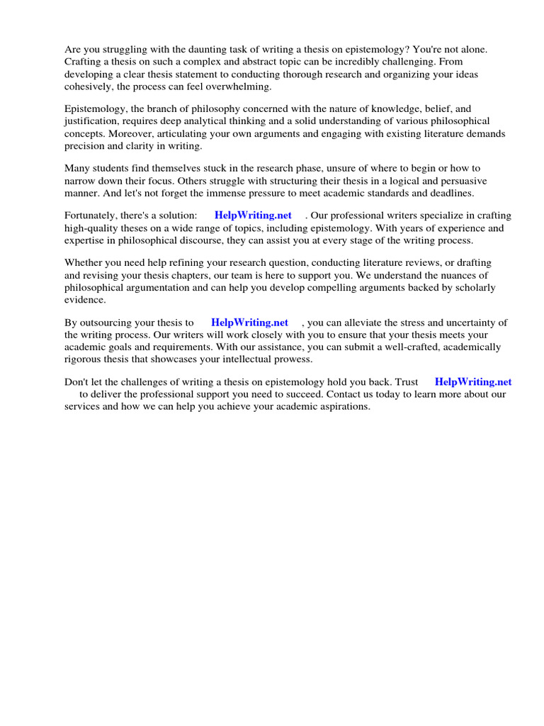 Epistemology Thesis Writing Help | PDF