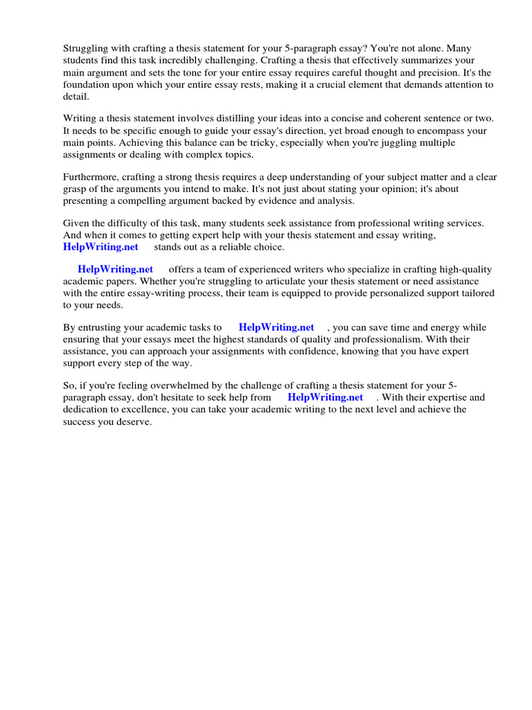 Thesis Statement Examples For 5 Paragraph Essay | PDF | Essays | Thesis